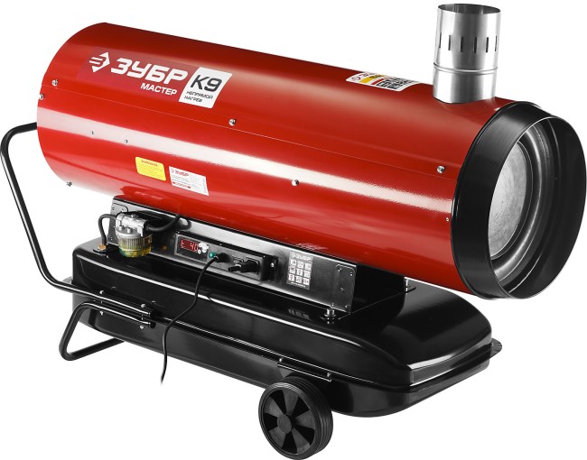 Пушка дизельная тепловая, ЗУБР ДПН-К9-52000-Д, 220 В, 52 кВт, 1800 м.куб/час, 55.5л, 3.6кг/ч, дисплей, продувка камеры, датчик уровня топлива,  ( ДПН-К9-52000-Д )