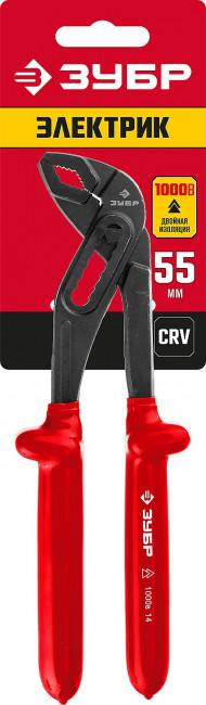 Клещи "ЭЛЕКТРИК" переставные диэлектрические, высоковольтные до ~1000В, маслобензостойкая рукоятка, 250мм, ЗУБР Мастер,  ( 2214-10-25_z02 )