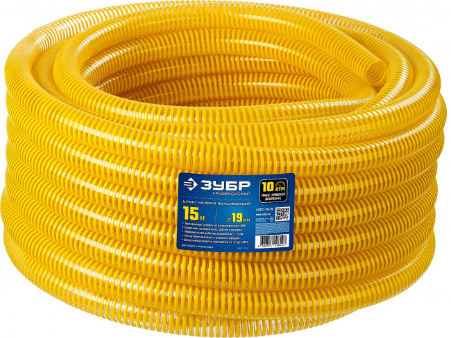 ЗУБР Шланг напорно-всасывающий со спиралью ПВХ, 10 атм, 19мм х 15м, ( 40327-19-15 ) ЗУБР Шланг напорно-всасывающий со спиралью ПВХ, 10 атм, 19мм х 15м, ( 40327-19-15 )