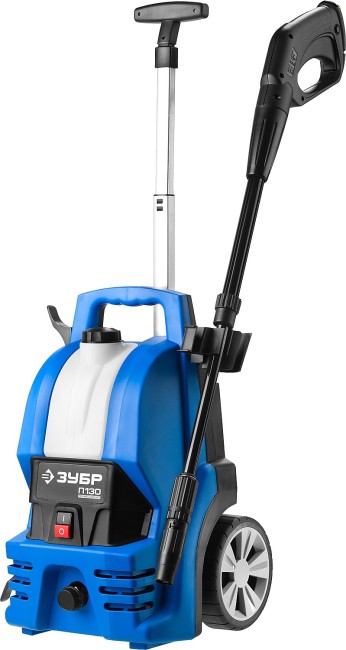 Мойка высокого давлен (минимойка) электр, ЗУБР Профессионал АВД-П130,макс.130Атм,350л/ч,1400Вт,колеса,телескоп. рук-ка,АКВА-СТОП,5м шланг,пист-т 375,  ( АВД-П130 )