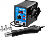 Паяльная станция термовоздушная ЗУБР "ПРОФЕССИОНАЛ", цифровая, 100-500°C, шаг 1°C, 120л/мин, 650Вт, 3 насадки,  ( 55350 )