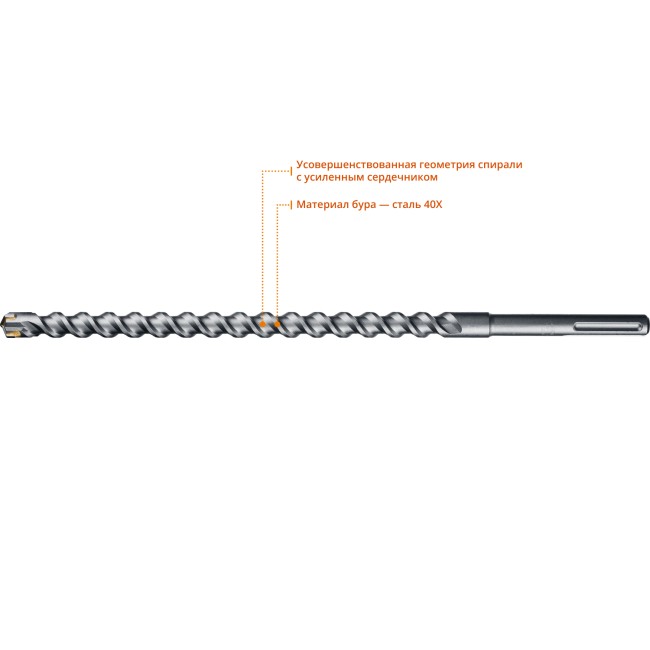 Бур ЗУБР по бетону, хвостовик "SDS-Max", 4 резца, спираль шнек, 25х520мм,  ( 29350-520-25_z01 )