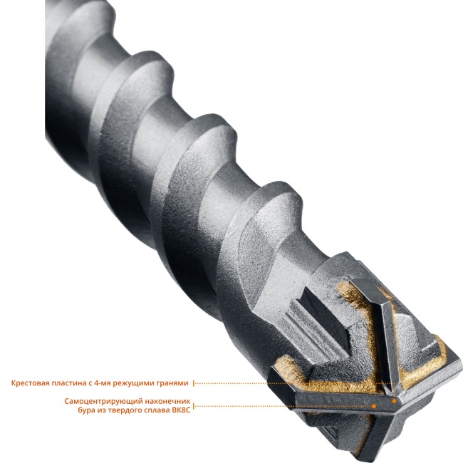 Бур ЗУБР по бетону, хвостовик "SDS-Max", 4 резца, спираль шнек, 25х520мм,  ( 29350-520-25_z01 )