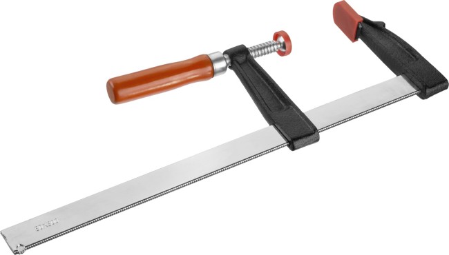 Струбцина ЗУБР "СТАНДАРТ", тип "F", деревянная ручка, стальная закаленная рейка, 80х300мм,  ( 32152-80-300 ) Струбцина ЗУБР "СТАНДАРТ", тип "F", деревянная ручка, стальная закаленная рейка, 80х300мм,  ( 32152-80-300 )
