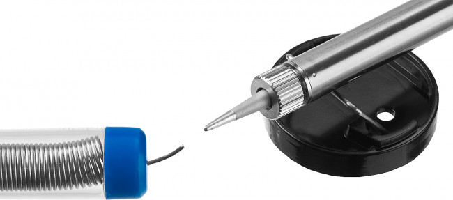 Паяльник ЗУБР "ПРОФЕССИОНАЛ" с двухкомпонентной рукояткой и защитным колпачком в наборе с припоем и подставкой, 40Вт, конус,  ( 55402-40_z01 ) Паяльник ЗУБР "ПРОФЕССИОНАЛ" с двухкомпонентной рукояткой и защитным колпачком в наборе с припоем и подставкой, 40Вт, конус,  ( 55402-40_z01 )