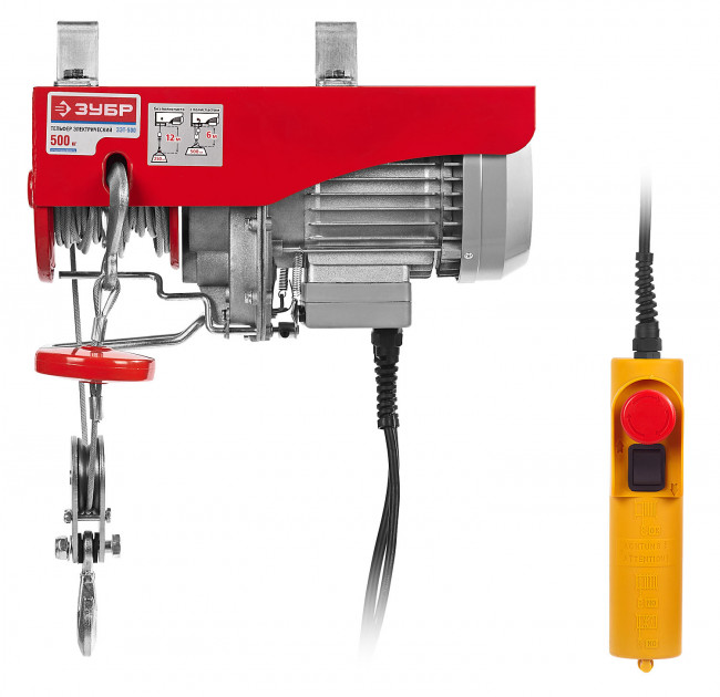 Тельфер, ЗУБР ЗЭТ-500, 500/250 кг, 900 Вт,  ( ЗЭТ-500 )