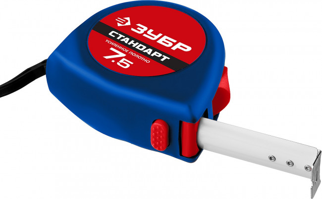 ЗУБР СТАНДАРТ 7.5м / 25мм рулетка с ударостойким корпусом (ABS) и противоскользящим покрытием, ( 34016-8 ) ЗУБР СТАНДАРТ 7.5м / 25мм рулетка с ударостойким корпусом (ABS) и противоскользящим покрытием, ( 34016-8 )