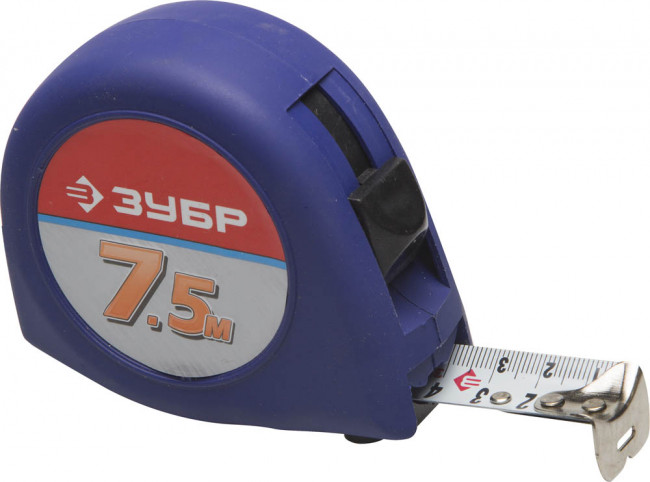 ЗУБР СТАНДАРТ 7.5м / 25мм рулетка с ударостойким корпусом (ABS) и противоскользящим покрытием, ( 34016-8 ) ЗУБР СТАНДАРТ 7.5м / 25мм рулетка с ударостойким корпусом (ABS) и противоскользящим покрытием, ( 34016-8 )