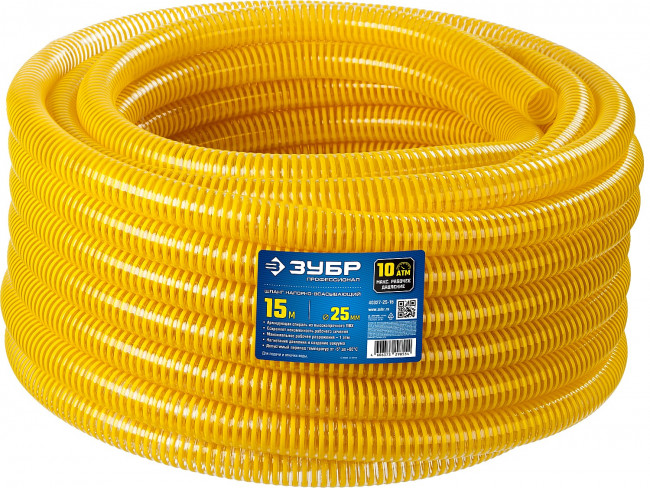 ЗУБР Шланг напорно-всасывающий со спиралью ПВХ, 10 атм, 25мм х 15м, ( 40327-25-15 ) ЗУБР Шланг напорно-всасывающий со спиралью ПВХ, 10 атм, 25мм х 15м, ( 40327-25-15 )