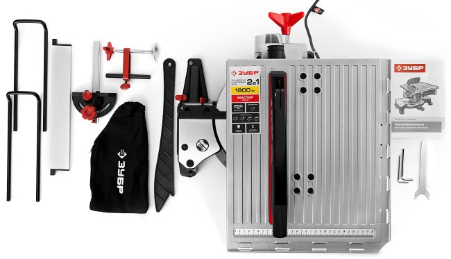 Пила торцовочная комбинированная, ЗУБР ЗПТК-255-1800, d= 250 x 30 мм, 1800Вт, 4500 об/мин, 90°- 75/130 мм, 45°- 35/90 мм,  ( ЗПТК-255-1800 )