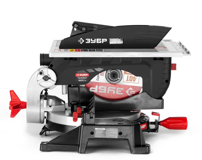 Пила торцовочная комбинированная, ЗУБР ЗПТК-255-1800, d= 250 x 30 мм, 1800Вт, 4500 об/мин, 90°- 75/130 мм, 45°- 35/90 мм,  ( ЗПТК-255-1800 )