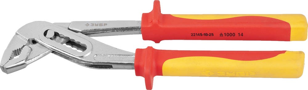 Клещи "ТИТАН-Электро", диэлектрические, переставные, двухкомп маслобензостойкая рукоятка, до ~1000В, 250мм, ЗУБР Профессионал,  ( 22145-10-25 )