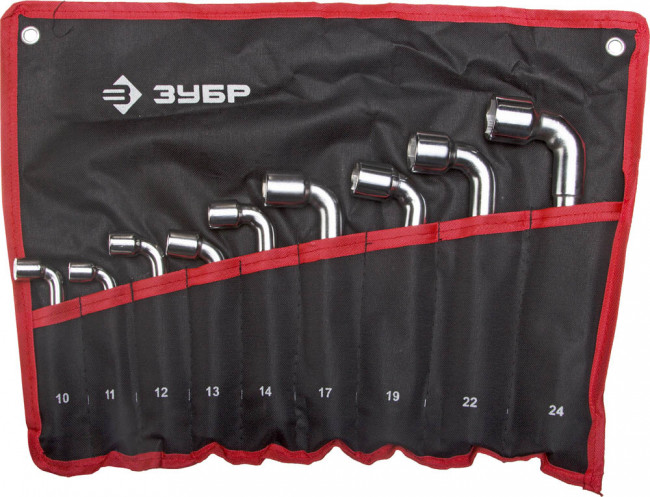 Набор ЗУБР "МАСТЕР": Ключи торцовые, двухсторонние L-образные, проходные, 10-24мм ,  ( 27185-H9 ) Набор ЗУБР "МАСТЕР": Ключи торцовые, двухсторонние L-образные, проходные, 10-24мм ,  ( 27185-H9 )