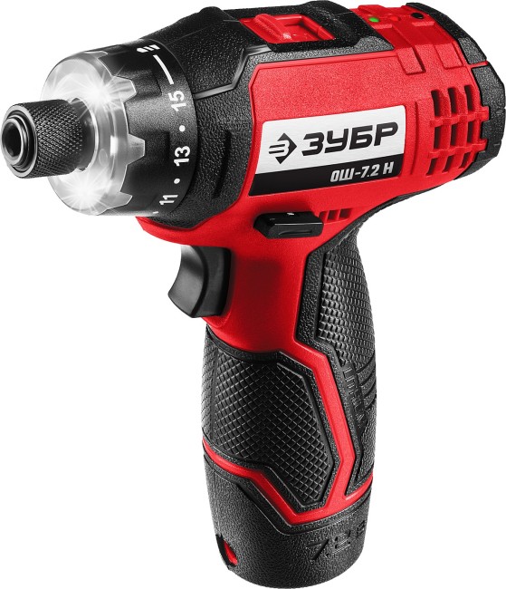 ЗУБР ОШ-7.2 Н отвертка-шуруповерт аккумуляторная 7.2 В, в кейсе с 10 битами ( ОШ-7.2 Н )