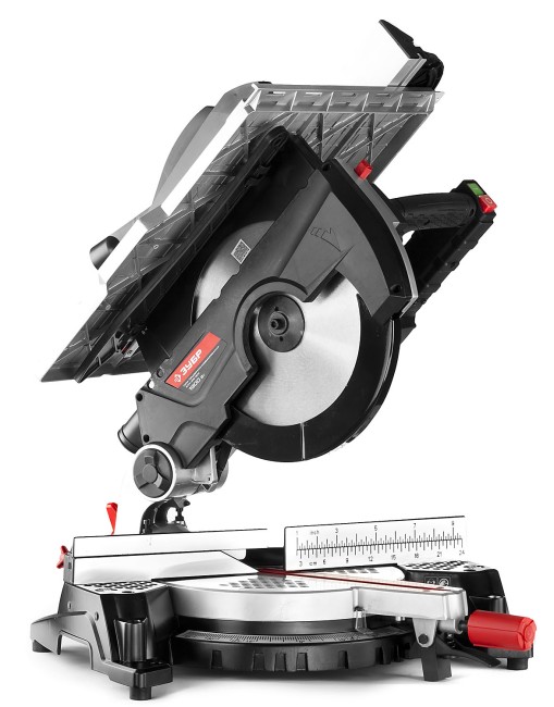 Пила торцовочная комбинированная, ЗУБР ЗПТК-305-1900, d= 305 x 30 мм, 1900Вт, 4200 об/мин, 90°- 85/180 мм, 45°- 55/125 мм,  ( ЗПТК-305-1900 )