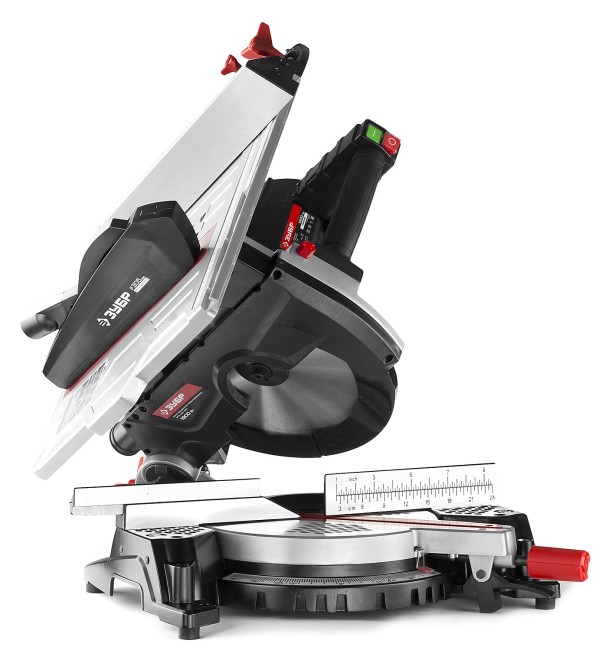 Пила торцовочная комбинированная, ЗУБР ЗПТК-305-1900, d= 305 x 30 мм, 1900Вт, 4200 об/мин, 90°- 85/180 мм, 45°- 55/125 мм,  ( ЗПТК-305-1900 )