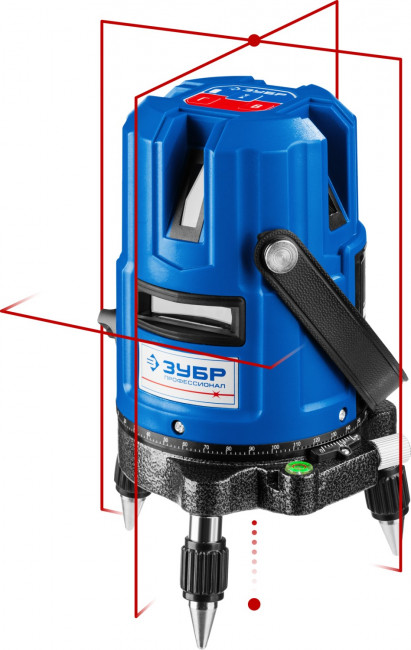 ЗУБР КРЕСТ 55 нивелир лазерный линейный, 4 верт, 3 гориз. линии, кейс,  20м,  точн. 0,3 мм/м, ( 34904 )