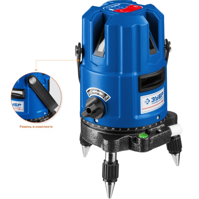 ЗУБР КРЕСТ 55 нивелир лазерный линейный, 4 верт, 3 гориз. линии, кейс,  20м,  точн. 0,3 мм/м, ( 34904 )