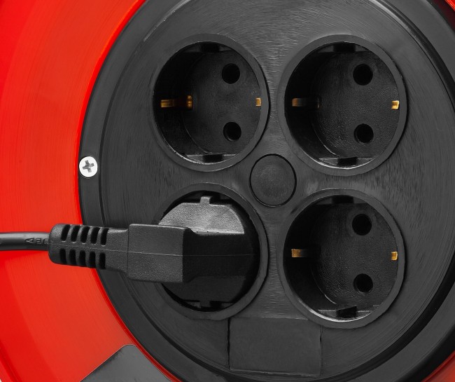 Удлинитель на катушке ПВС 307, 30 м, 2500 Вт, 4 гнезда, ПВС 3х0,75 кв мм, ЗУБР,  ( 55083-30 )