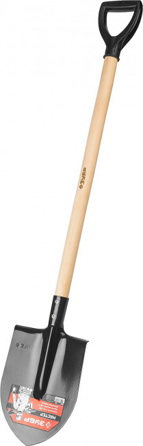 Лопата "МАСТЕР" штыковая, ЛКО, деревянный черенок, с рукояткой, ЗУБР,  ( 39572 )