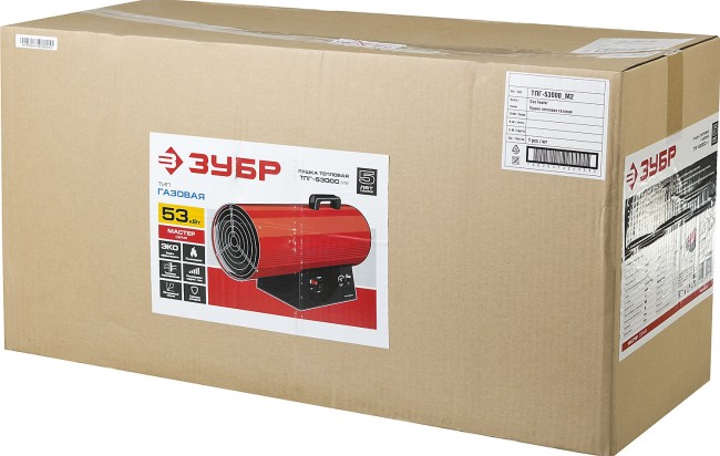 Пушка ЗУБР "МАСТЕР" тепловая, газовая, 220 В, 53,0 кВт, 1450м.куб/час, 4,2кг/ч,  ( ТПГ-53000_М2 )