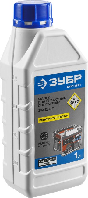 Масло ЗУБР, для 4-х тактных двигателей (-20С), класс 10W-30, 1л,  ( ЗМД-4Т )