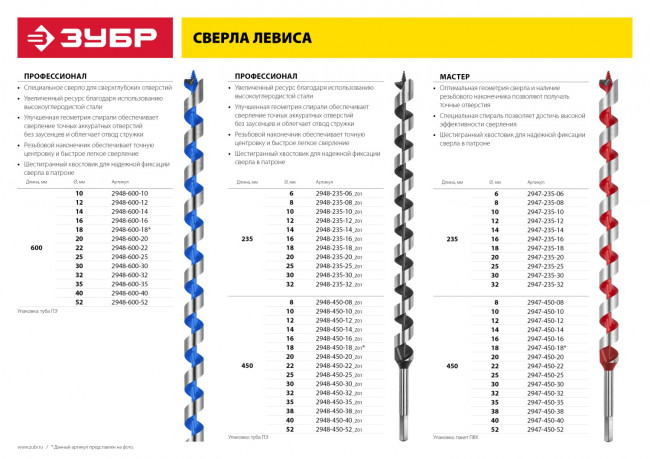 Сверло по дереву, спираль Левиса, HEX хвостовик, ЗУБР Эксперт 2948-600-30, d=30х600мм,  ( 2948-600-30 ) Сверло по дереву, спираль Левиса, HEX хвостовик, ЗУБР Эксперт 2948-600-30, d=30х600мм,  ( 2948-600-30 )