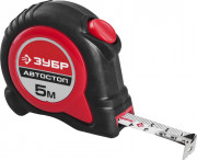 ЗУБР АВТОСТОП 5м / 19мм рулетка с автостопом и ударостойким обрезиненным корпусом,  ( 34052-05-19 )