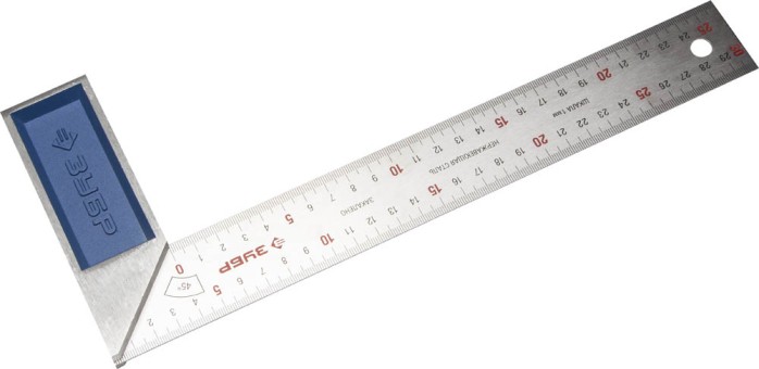 Угольник ЗУБР "ЭКСПЕРТ" столярный, гравированная шкала, алюминиевая рукоятка, нержавеющее полотно 37мм, 300мм,  ( 34393-30 )