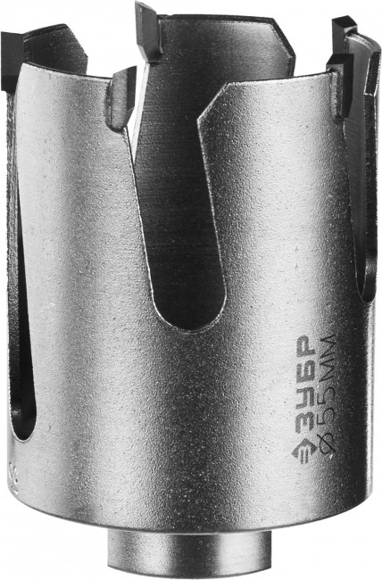 Коронка ЗУБР "ПРОФИ" "ПРОУНИВЕРСАЛ", твердосплав резцы, бетон, кирпич, керам, цв мет, гипсокарт, пласт, дерево, d=55мм ,  ( 29514-55 )