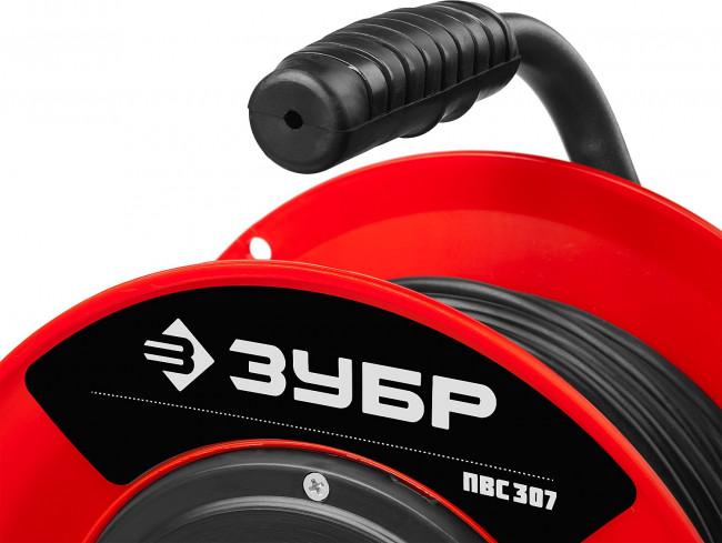 Удлинитель на катушке ПВС 307, 50 м, 2500 Вт, 4 гнезда, ПВС 3х0,75 кв мм, ЗУБР,  ( 55083-50 )