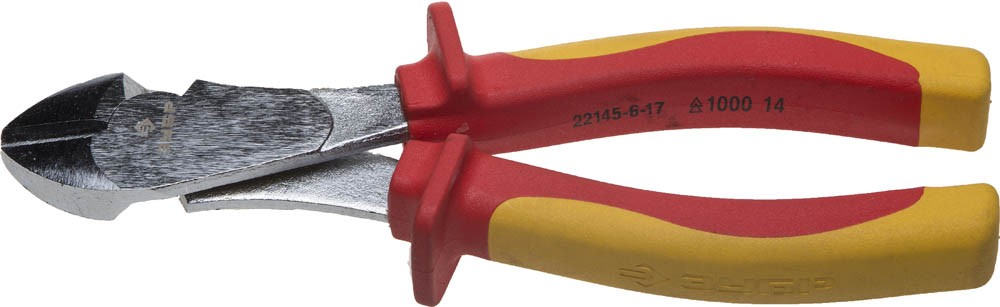 Бокорезы "ПРОФИЭЛЕКТРИК", диэлектрические, усиленные, двухкомпонентная маслобензостойкая рукоятка, до ~1000В, 170мм, ЗУБР Профессионал 22145-6-17,  ( 22145-6-17 )