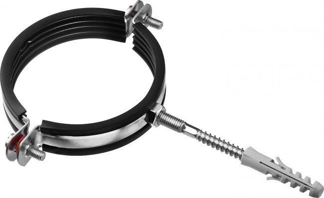 Хомут трубный с гайкой, оцинкованный, в комплекте с сантехнической шпилькой и дюбелем, 3", 1шт, ЗУБР,  ( 37866-87-94 )