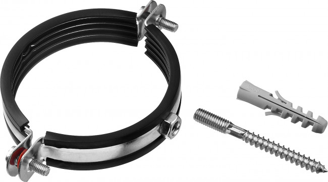 Хомут трубный с гайкой, оцинкованный, в комплекте с сантехнической шпилькой и дюбелем, 3", 1шт, ЗУБР,  ( 37866-87-94 )