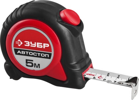 ЗУБР АВТОСТОП 5м / 25мм рулетка с автостопом и ударостойким обрезиненным корпусом, ( 34052-05-25 ) ЗУБР АВТОСТОП 5м / 25мм рулетка с автостопом и ударостойким обрезиненным корпусом, ( 34052-05-25 )
