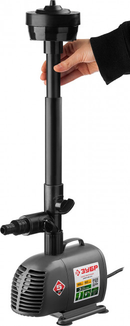 Насос фонтанный, ЗУБР ЗНФЧ-50-3.4, для чистой воды, напор 3,4 м, насадки: колокольчик, гейзер, каскад, 85 Вт, 50 л/мин,  ( ЗНФЧ-50-3.4 )