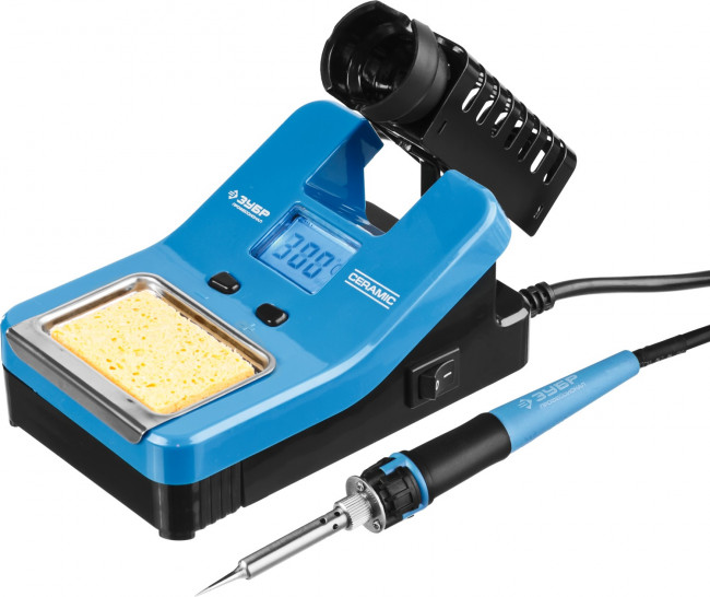 Паяльная станция цифровая с ЖК дисплеем ЗУБР "ПРОФЕССИОНАЛ", 55334, диапазон 160-550°C, 48Вт,  ( 55334 )