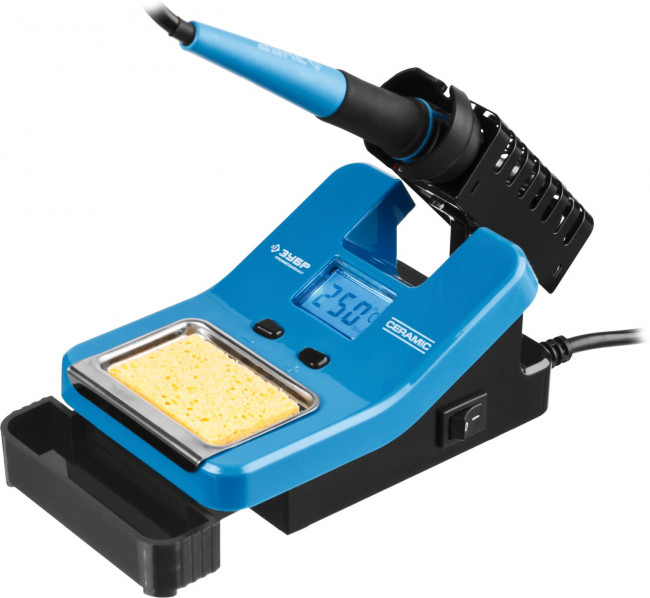Паяльная станция цифровая с ЖК дисплеем ЗУБР "ПРОФЕССИОНАЛ", 55334, диапазон 160-550°C, 48Вт,  ( 55334 )