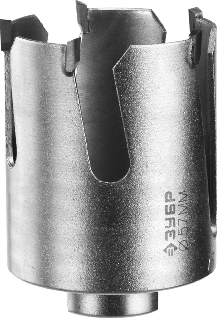 Коронка ЗУБР "ПРОФИ" "ПРОУНИВЕРСАЛ", твердосплав резцы, бетон, кирпич, керам, цв мет, гипсокарт, пласт, дерево, d=57мм ,  ( 29514-57 )