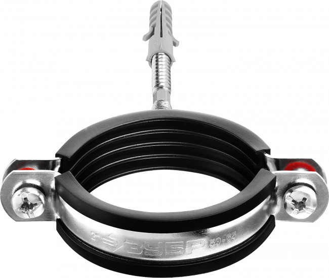 Хомут трубный с гайкой, оцинкованный, в комплекте с сантехнической шпилькой и дюбелем, 2", 1шт, ЗУБР,  ( 37866-59-65 )