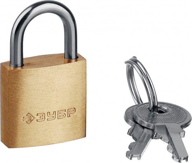 Замок навесной мини, латунный корпус, 20мм, ЗУБР Профессионал ( 37130-20_z01 )