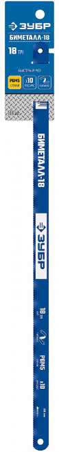 Биметаллическое полотно по металлу, 18 TPI: быстрый рез, 300 мм, высококачественная быстрорежущая сталь Р6М5, 1 шт, ЗУБР БИМЕТАЛЛ-18 ( 15855-18-1 )
