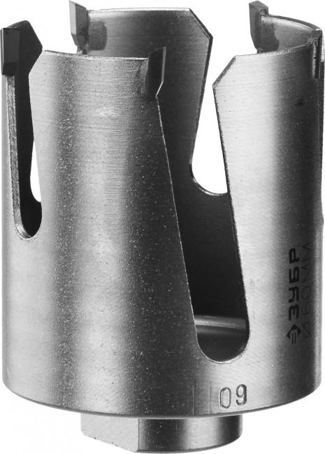 Коронка ЗУБР "ПРОФИ" "ПРОУНИВЕРСАЛ", твердосплав резцы, бетон, кирпич, керам, цв мет, гипсокарт, пласт, дерево, d=60мм ,  ( 29514-60 )