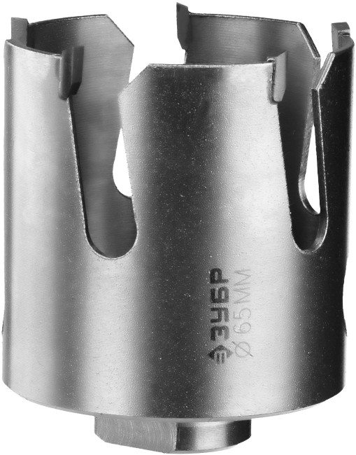 Коронка ЗУБР "ПРОФИ" "ПРОУНИВЕРСАЛ", твердосплав резцы, бетон, кирпич, керам, цв мет, гипсокарт, пласт, дерево, d=65мм ,  ( 29514-65 )