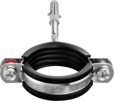 Хомут трубный с гайкой, оцинкованный, в комплекте с сантехнической шпилькой и дюбелем, 1 1/2", 1шт, ЗУБР,  ( 37866-47-52 )