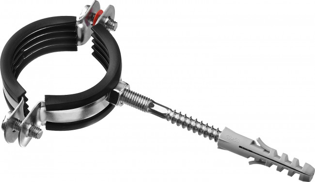 Хомут трубный с гайкой, оцинкованный, в комплекте с сантехнической шпилькой и дюбелем, 1 1/2", 1шт, ЗУБР,  ( 37866-47-52 )