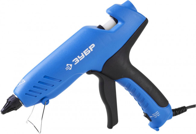 Пистолет ЗУБР клеевой (термоклеящий), эл, эргоном рукоятка, выключатель на рукоятке, рабоч темп 193град, d=12мм, 100Вт,  ( 06851-80-12_z02 )