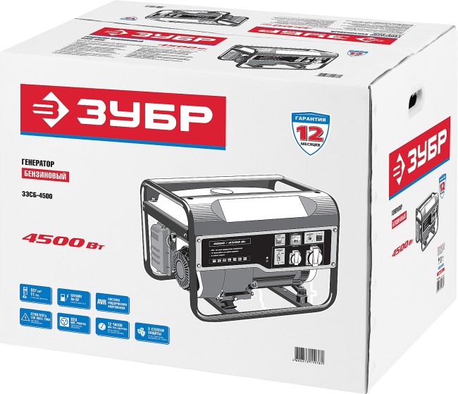 Бензиновый генератор, 4500 Вт, ЗУБР, ( ЗЭСБ-4500 ) Бензиновый генератор, 4500 Вт, ЗУБР, ( ЗЭСБ-4500 )