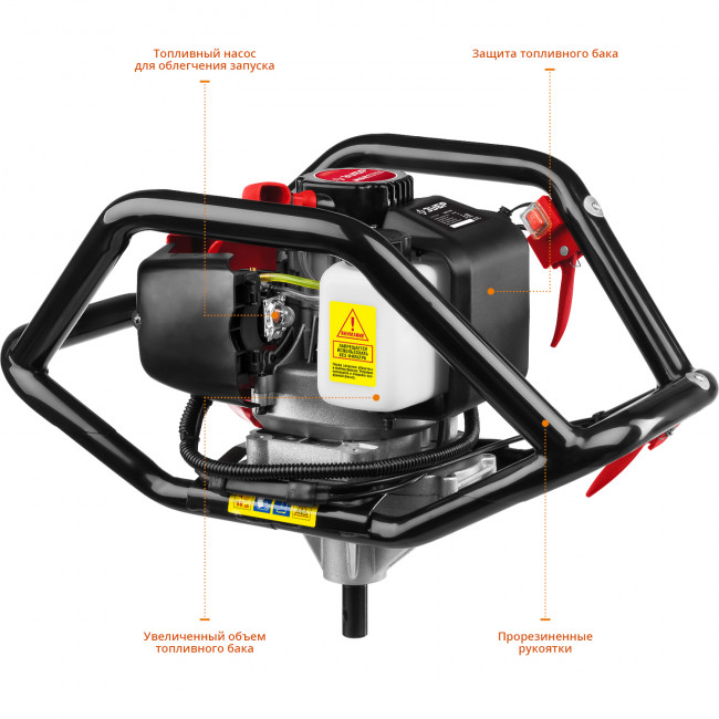 Мотобур (бензобур), d=60-250 мм, 52 см3, 2 оператора, ЗУБР,  ( МБ2-250 )