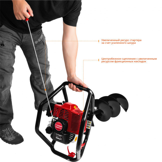 Мотобур (бензобур), d=60-250 мм, 52 см3, 2 оператора, ЗУБР,  ( МБ2-250 )